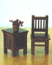 Mission Style Chair and Side Table