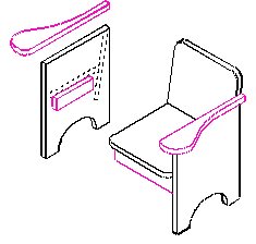 Isometric Drawing of Chair with arms