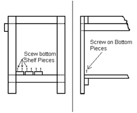 Side & Front View Of Screwing On Bottom Shelf