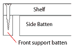 Front timber shelf support batten