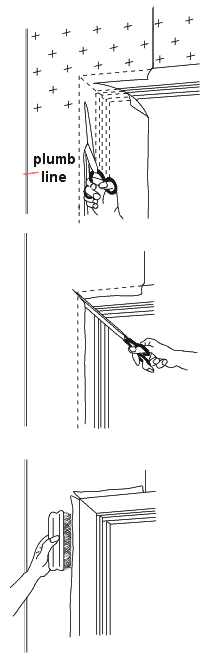 Wallpapering around architrave - 'far side'